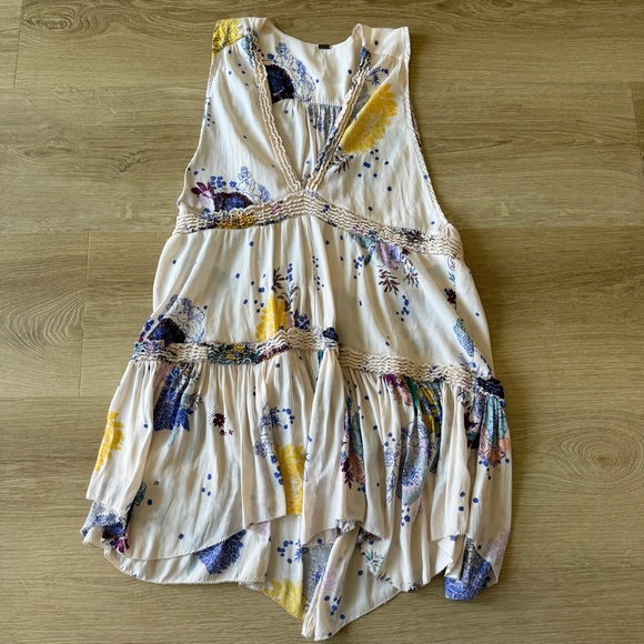 Free People Purple Haze Floral Tiered Tunic Top Size Small - Picture 6 of 11